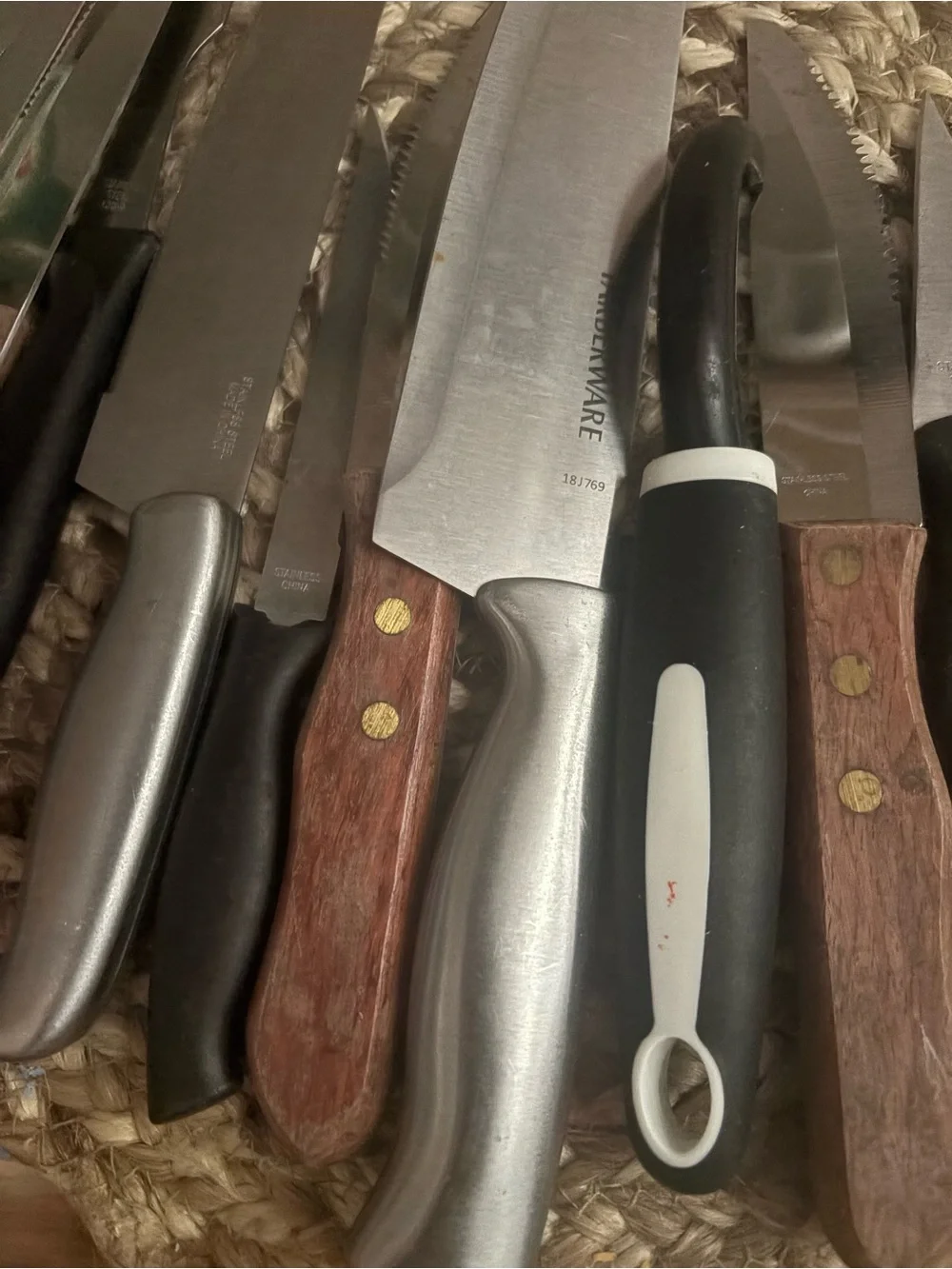 Assorted  Kitchen Knife Set - Stainless Steel & Wood Handles - Multi-Color